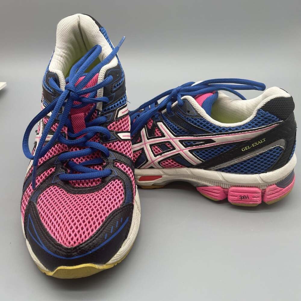Asics Womens Gel-Exalt Running Shoes Pink Blue Low Top Lace Up Mesh T379N SZ 7.5